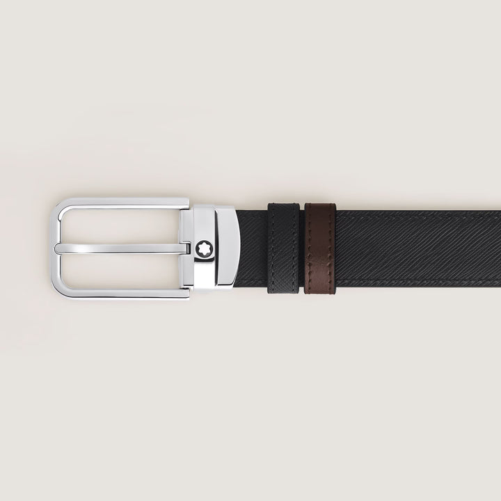 Montblanc omkeerbare riem 30 mm zwart/ebbenhout Rechthoekige gesp van sartorialleer 223413