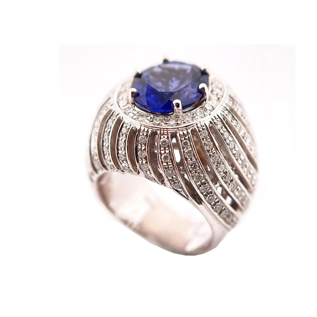 Recarlo Gold Ring 18KT Iolite Diamonds 0015ag