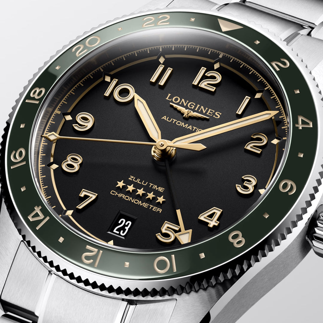 Longines watch Spirit Zulu Time 39mm anthracite automatic steel L3.802.4.63.6