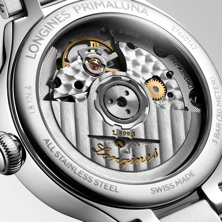 Longines Primaluna Moonphase horloge 34mm zilver automatisch staal L8.126.4.71.6
