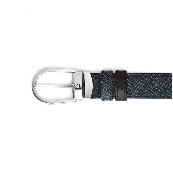 Montblanc omkeerbare riem Tweed blauw/zwart 220965