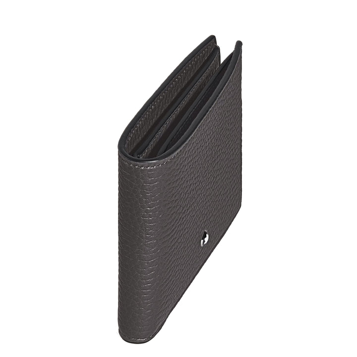 Montblanc portemonnee met 6 vakken van generfd leer, gesmeed ijzer 223013