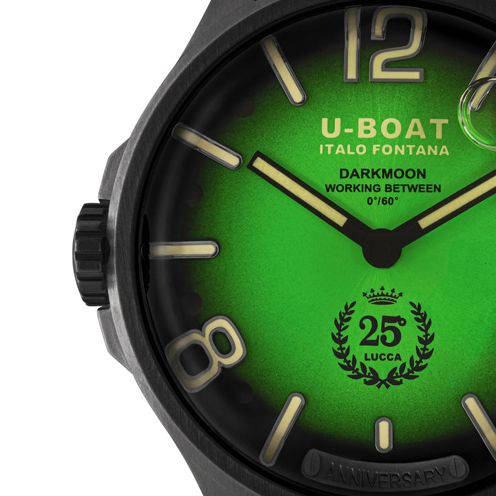Montre U-BOAT Darkmoon 25° Edition Limitée Green Soleil 46mm acier quartz bleu finition PVD noir 2030