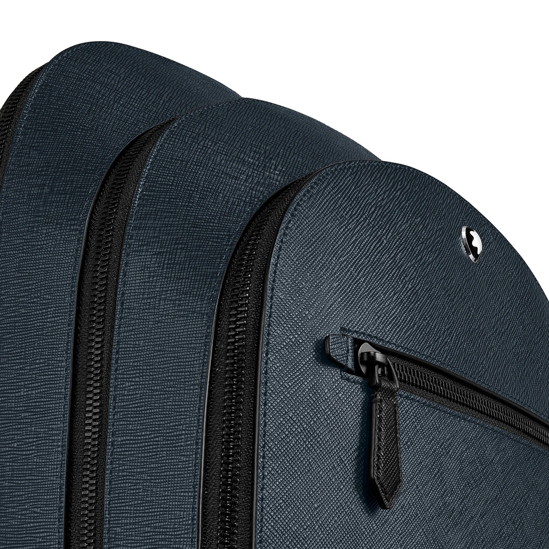 Montblanc mittlerer Rucksack mit 3 Fächern Sartorial blauer Tweed 220335