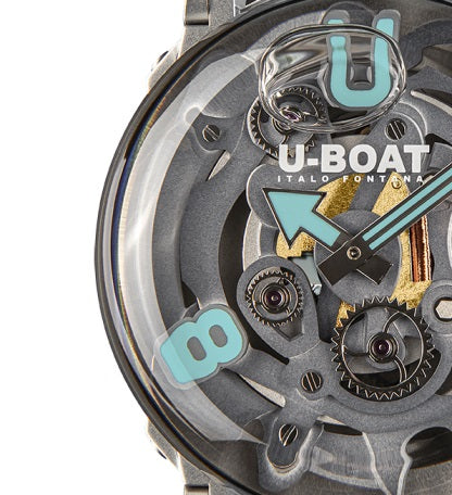 U-BOAT horloge U-65 SS TURQUOISE 44mm geskeletteerd kwartsstaal 3352