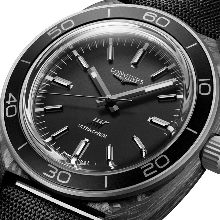 Longines Ultra‑Chron Carbon 43mm anthracite automatic titanium and carbon watch L2.839.4.52.2