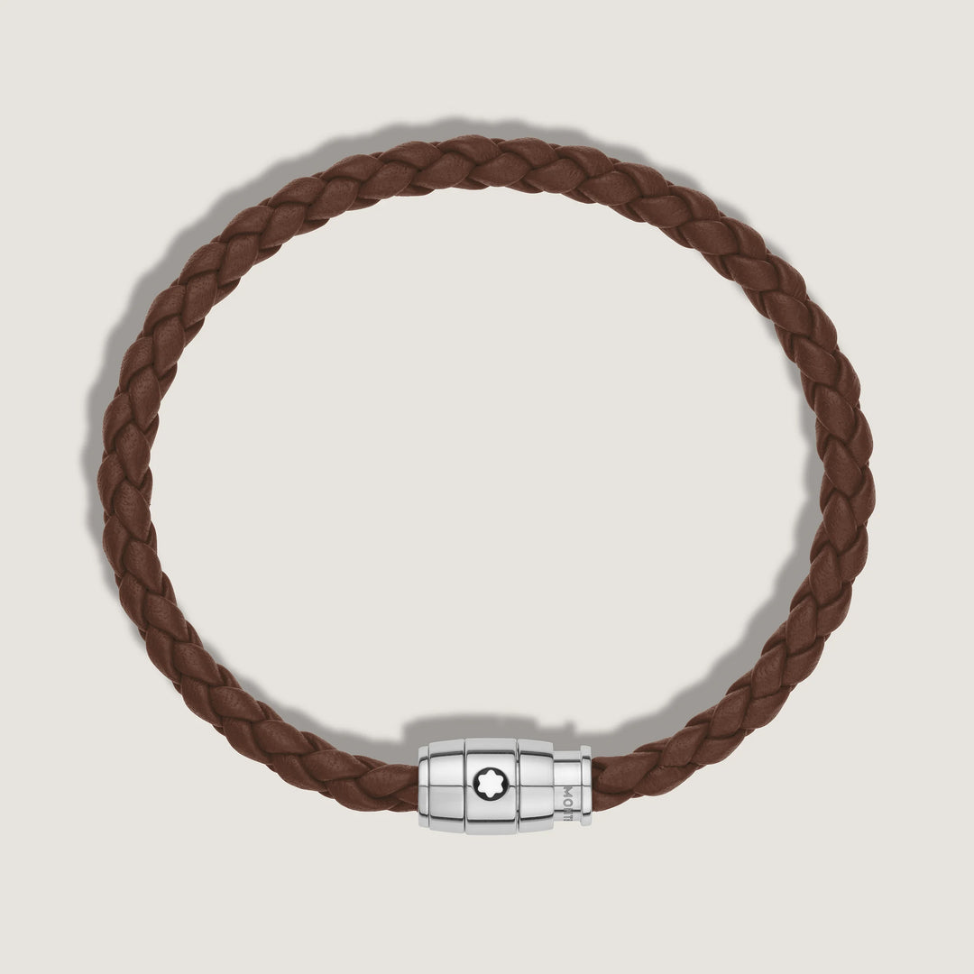 Montblanc 3-Ring-Stahlarmband und Meisterstück Brown Fawn-Leder, Größe S 13600060