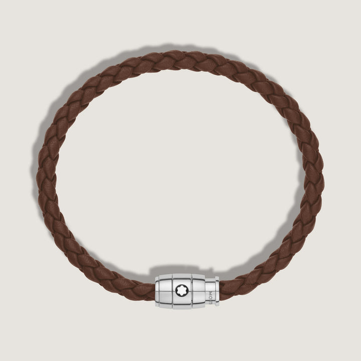 Montblanc 3-Ring-Stahlarmband und Meisterstück Brown Fawn-Leder, Größe M 13600163