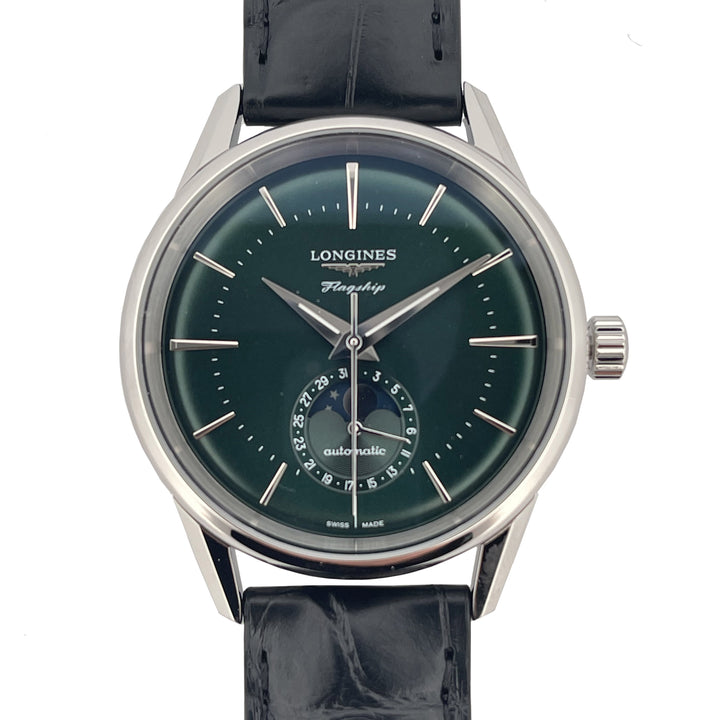 Longines Watch Flagship Heritage Moonphase 38.5mm Green Automatic Steel L4.815.4.2