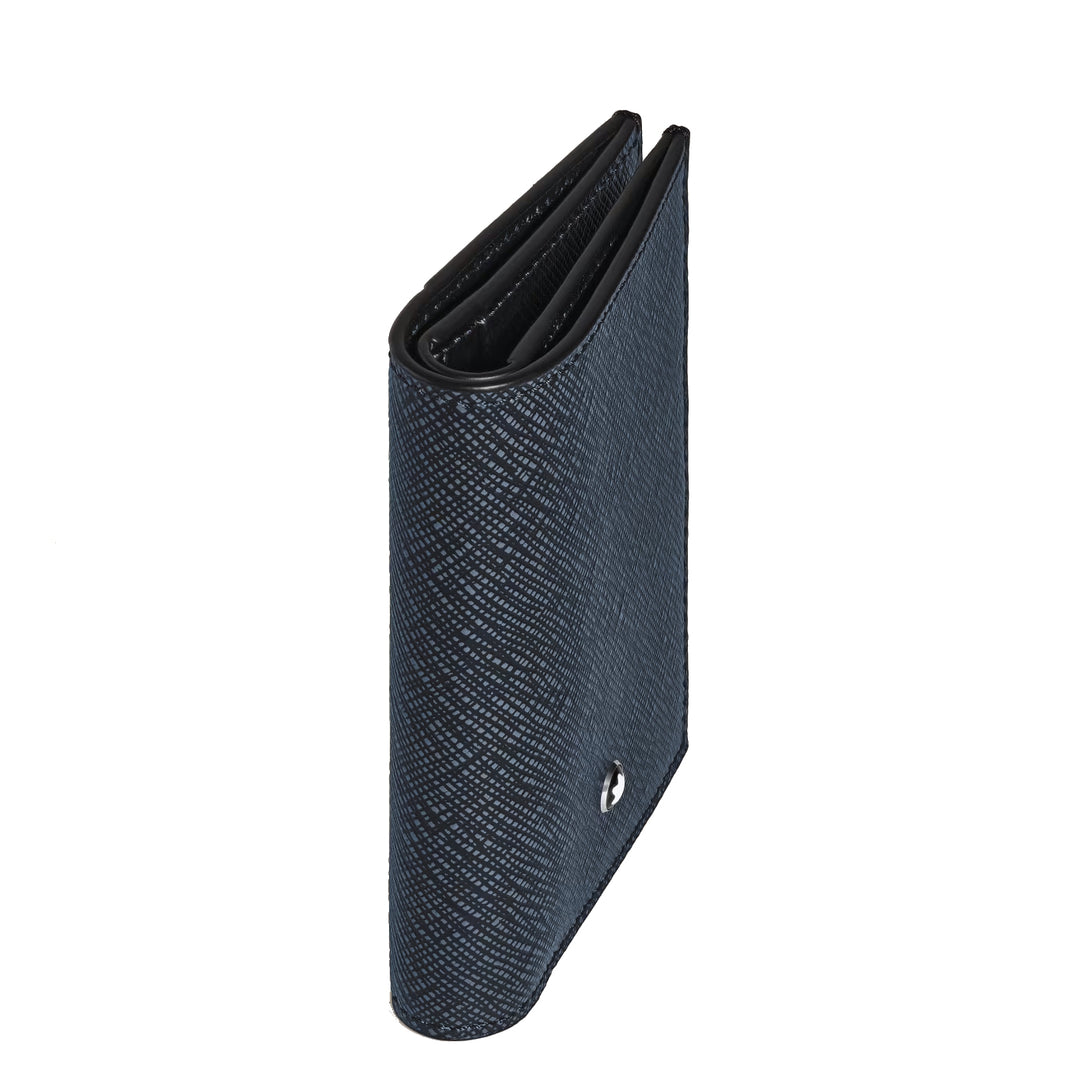 Montblanc mini wallet 4 pockets Sartorial leather tweed blue 220382