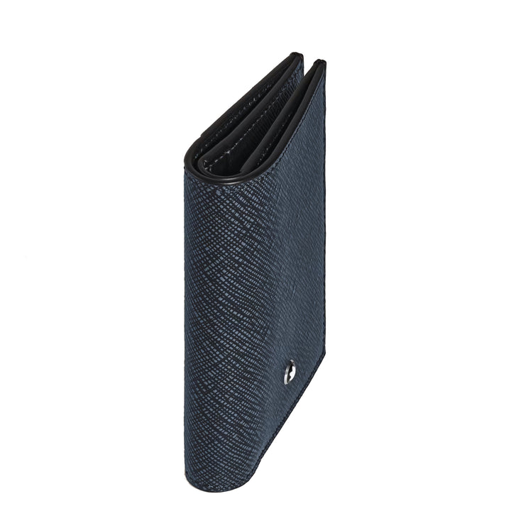 Montblanc mini wallet 4 pockets Sartorial leather tweed blue 220382