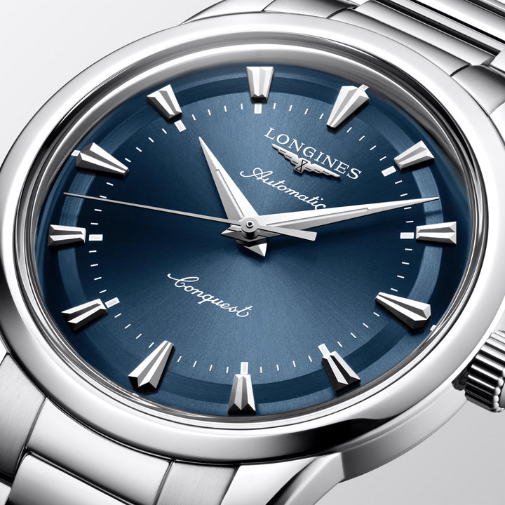 Longines Heritage 40 mm Automatikuhr aus blauem Stahl L1.650.4.92.6
