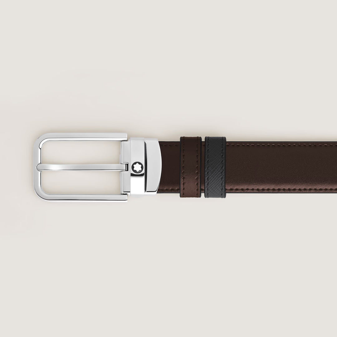 Montblanc omkeerbare riem 30 mm zwart/ebbenhout Rechthoekige gesp van sartorialleer 223413