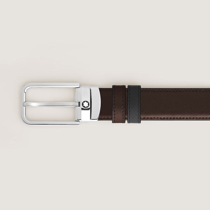 Montblanc omkeerbare riem 30 mm zwart/ebbenhout Rechthoekige gesp van sartorialleer 223413