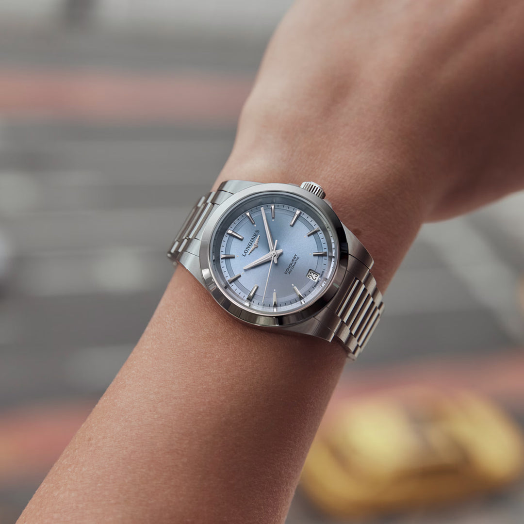 Longines Conquest Uhr 34 mm blauer Automatikstahl L3.430.4.92.6