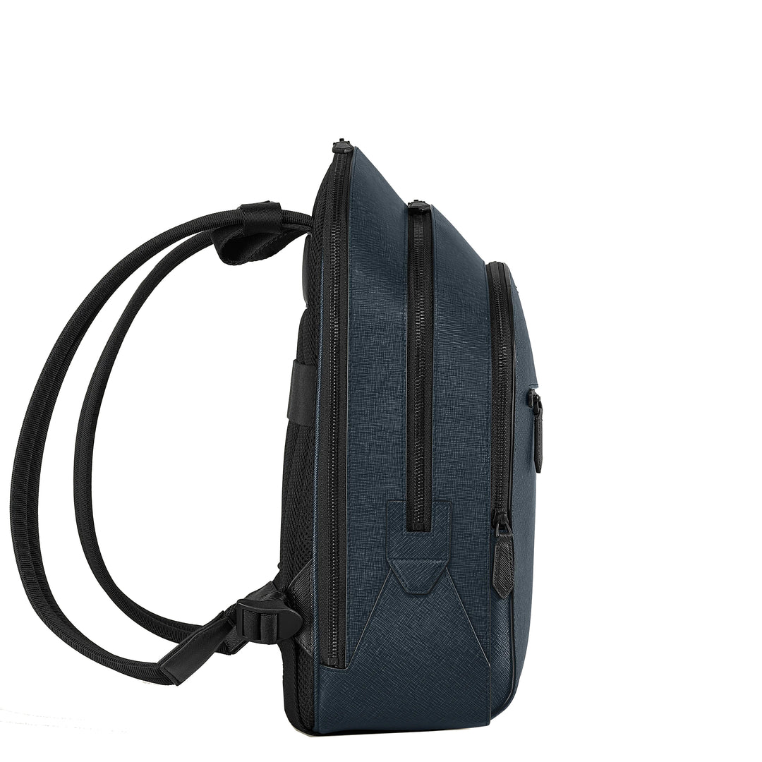 Montblanc mittlerer Rucksack mit 3 Fächern Sartorial blauer Tweed 220335