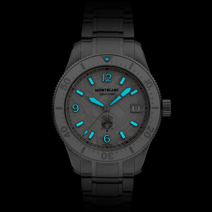 Montblanc horloge Iced Sea Automatic Date 0 Oxygen 38mm wit automatisch staal 134024