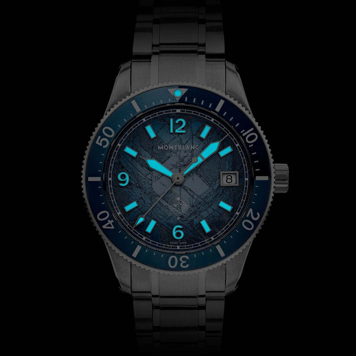 Montblanc Uhr Iced Sea Automatic Date 0 Oxygen 38 mm blauer Automatikstahl 134022