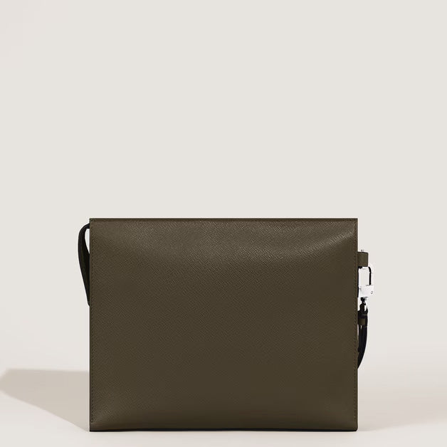 Montblanc Sartorial Kaki leather clutch bag 221566