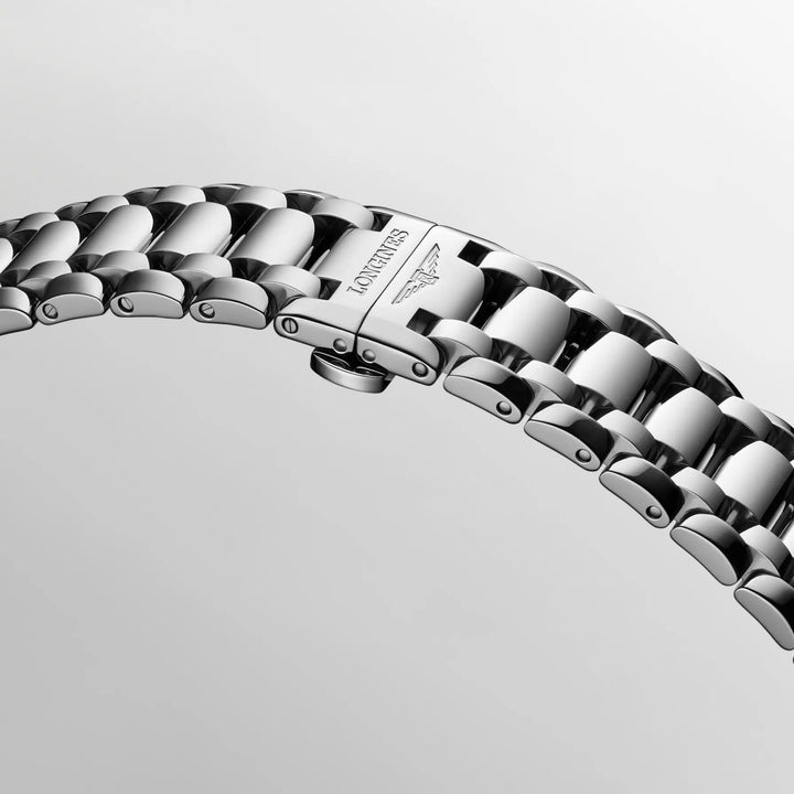 Longines Primaluna Moonphase horloge 34 mm parelmoer diamanten automatisch staal L8.126.4.87.6