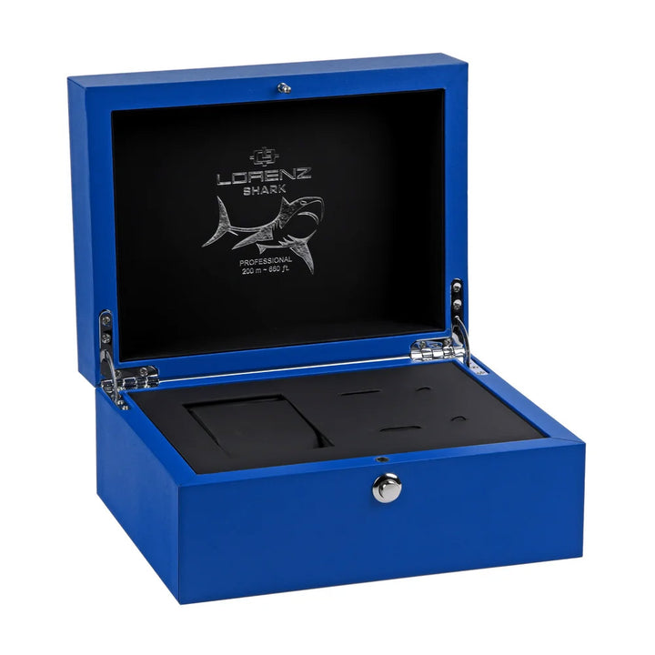 Lorenz Shark 5 Chrono-Uhr, 42 mm, Perlmutt, blauer Quarzstahl 030285BB
