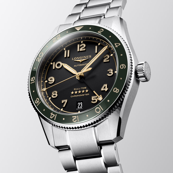 Longines watch Spirit Zulu Time 39mm anthracite automatic steel L3.802.4.63.6