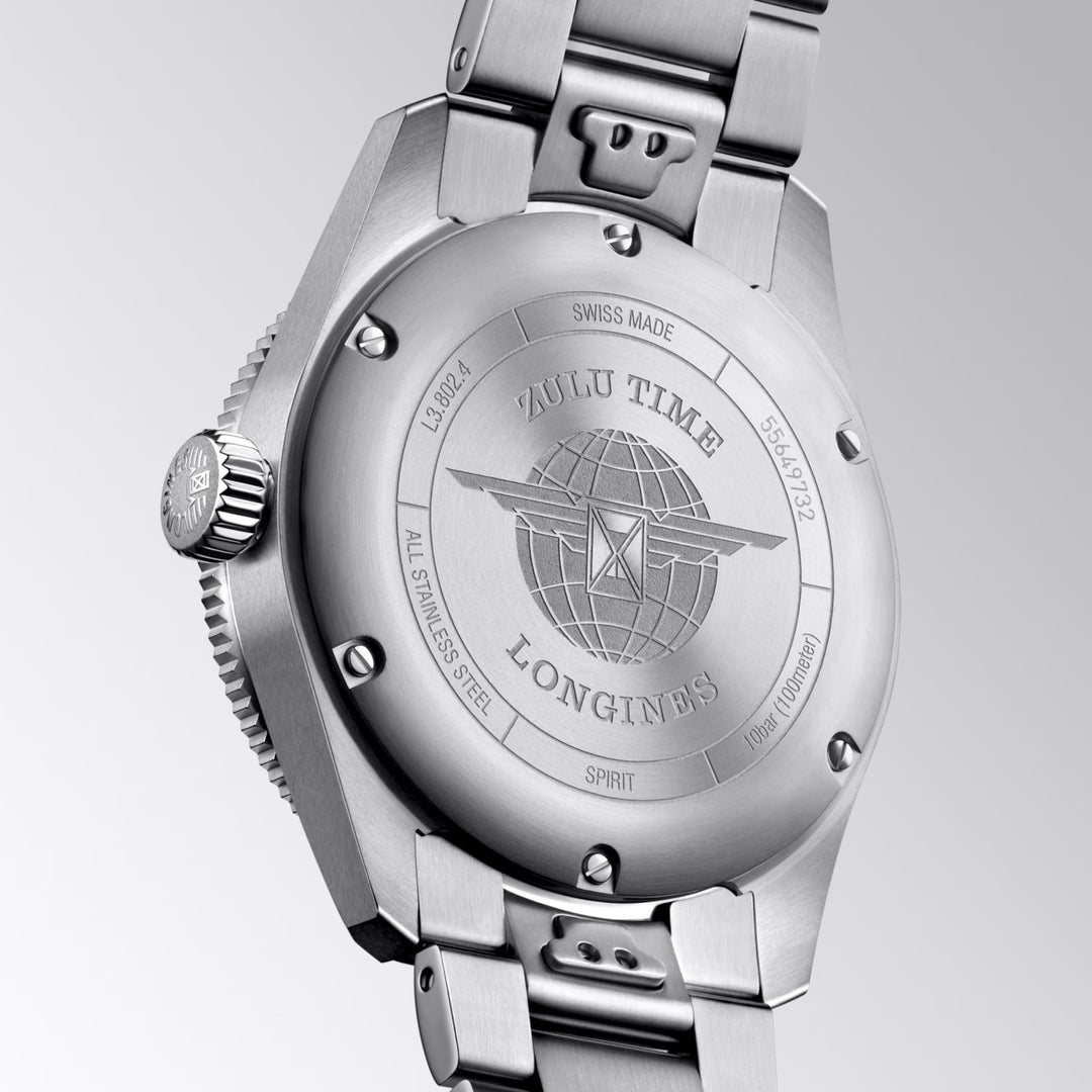 Longines watch Spirit Zulu Time 39mm anthracite automatic steel L3.802.4.63.6