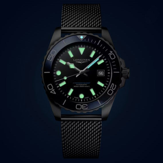 Longines Hydroconquest 42mm black automatic steel watch L3.788.4.90.6