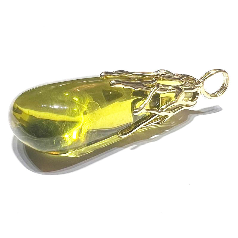 Capodagli-Bernstein-Anhänger, 925er-Silberfassung, Gelbgold-PVD-Finish AC 00676
