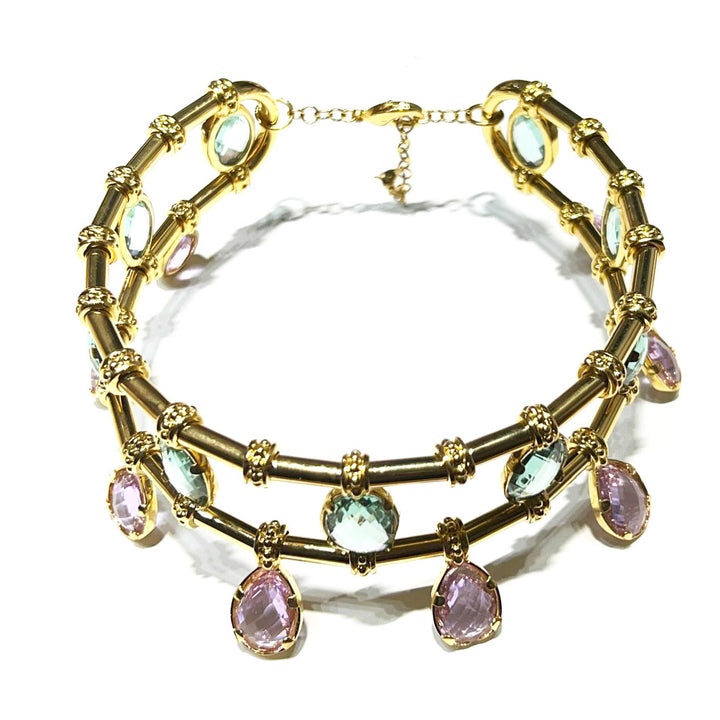 Federica Rossi Bronze-Choker-Halskette, PVD-Finish, 18-karätige Goldkristalle FR.CO.21