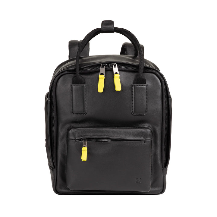 DUDU Lederrucksack für Damen und Herren – Eleganter und kompakter Unisex-Freizeitrucksack, 6,5 Liter, mit Vordertasche und Tablet-Fach, perfekt für Arbeit, Reisen und Freizeit