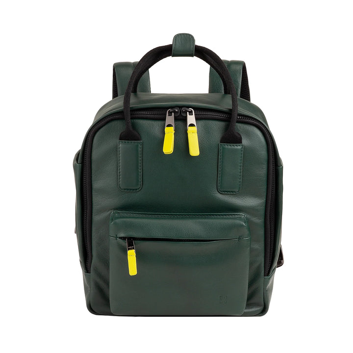 DUDU leren rugzak voor dames en heren - elegante en compacte unisex-casual rugzak, 6,5 liter, met voorvak en tabletvak, perfect voor werk, reizen en vrije tijd