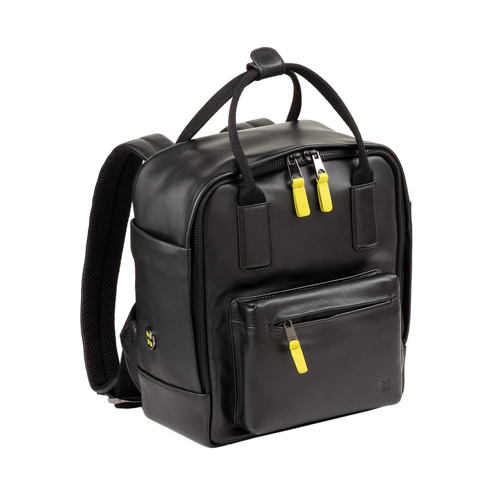 DUDU Lederrucksack für Damen und Herren – Eleganter und kompakter Unisex-Freizeitrucksack, 6,5 Liter, mit Vordertasche und Tablet-Fach, perfekt für Arbeit, Reisen und Freizeit