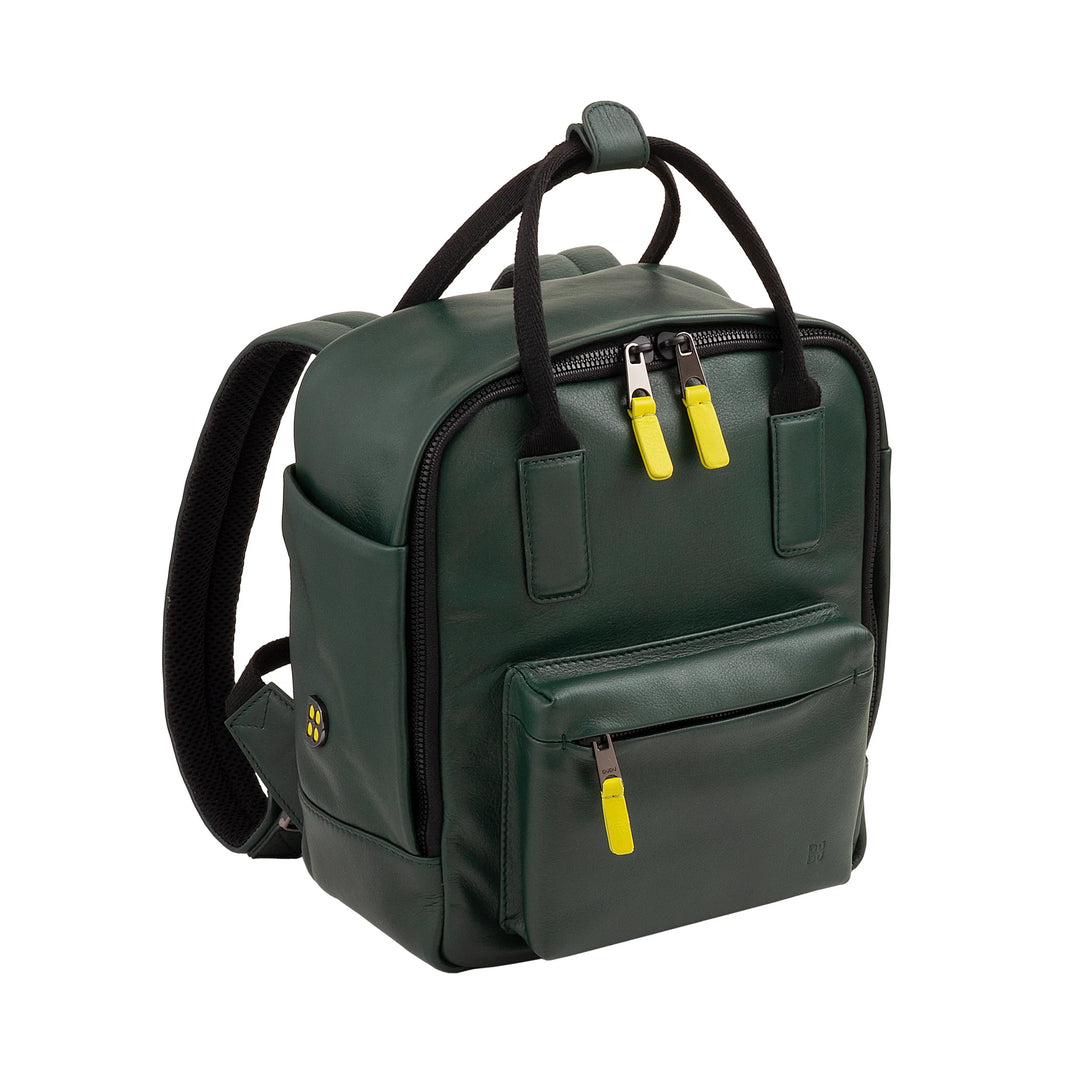 DUDU leren rugzak voor dames en heren - elegante en compacte unisex-casual rugzak, 6,5 liter, met voorvak en tabletvak, perfect voor werk, reizen en vrije tijd