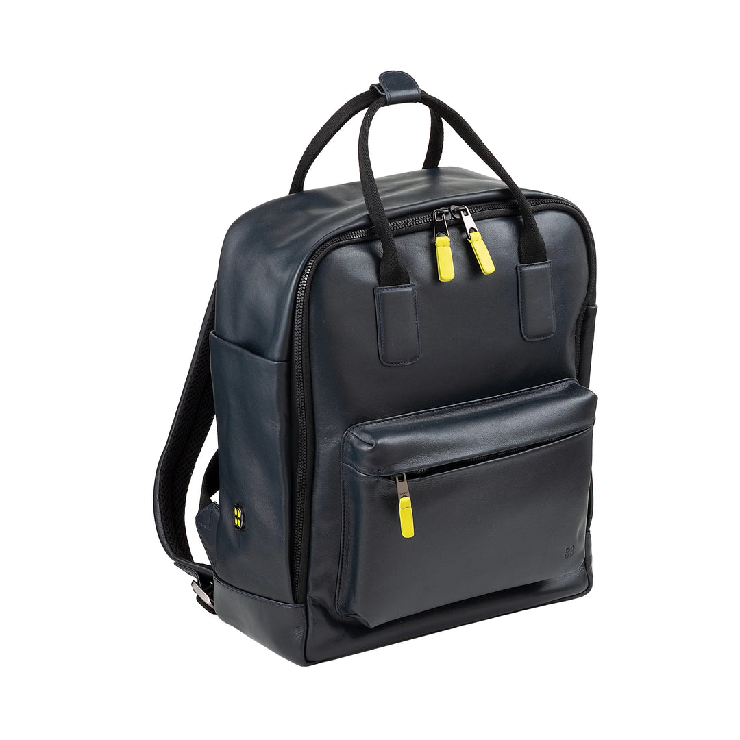 DUDU leren rugzak voor dames en heren - elegante en ruime unisex-casual rugzak, 19 liter, met voorvak en tabletvak, perfect voor werk, reizen en vrije tijd