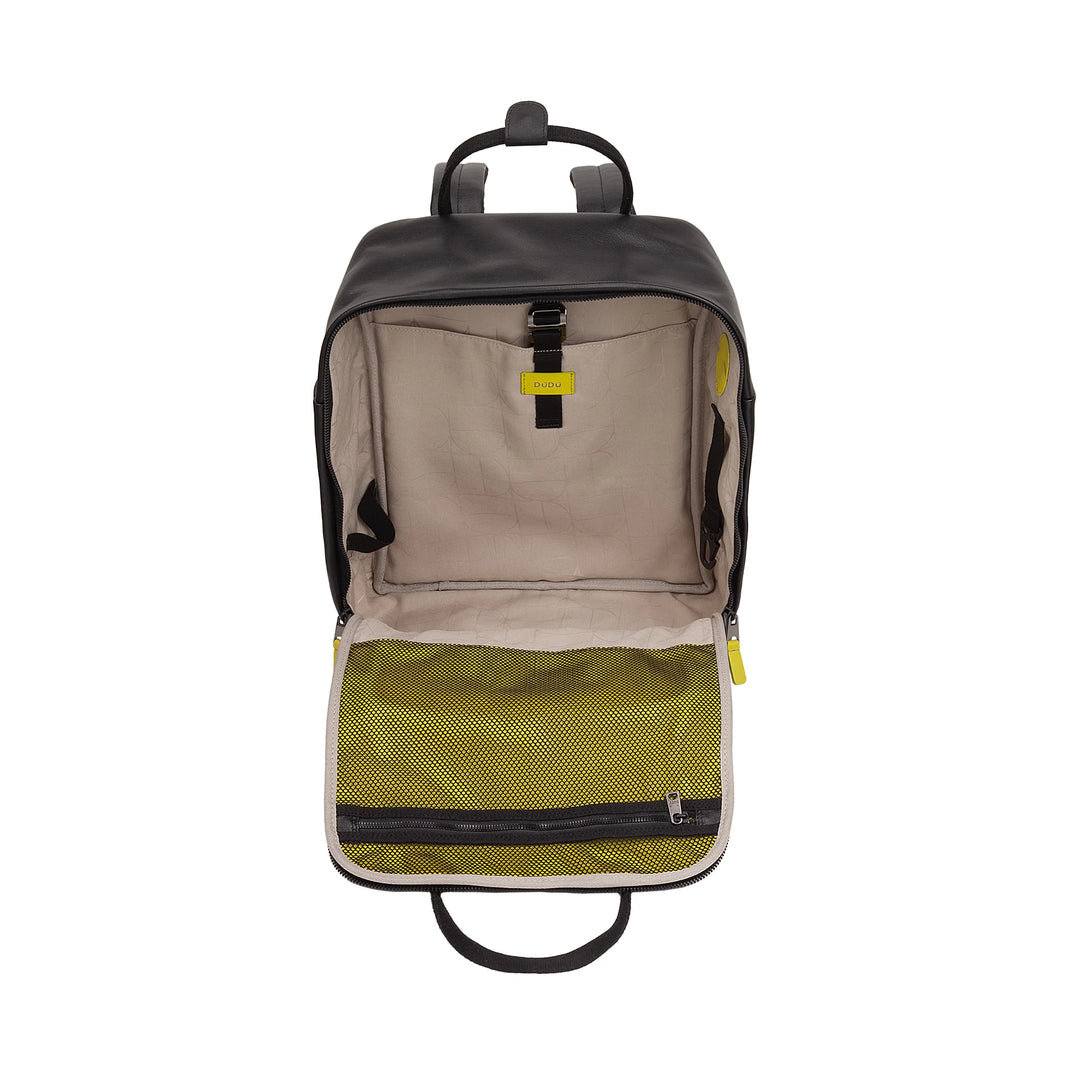 DUDU leren rugzak voor dames en heren - elegante en ruime unisex-casual rugzak, 19 liter, met voorvak en tabletvak, perfect voor werk, reizen en vrije tijd