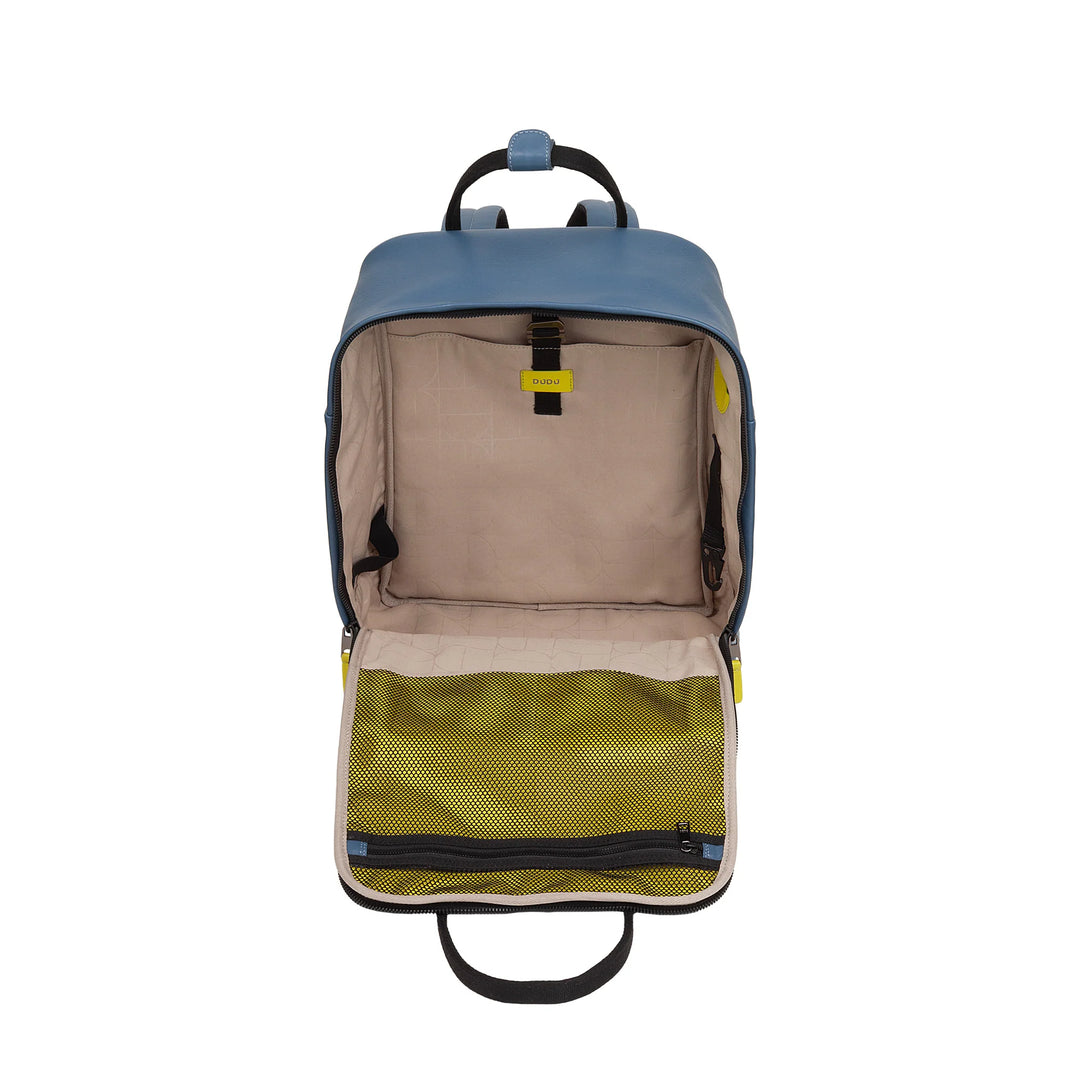 DUDU leren rugzak voor dames en heren - elegante en ruime unisex-casual rugzak, 19 liter, met voorvak en tabletvak, perfect voor werk, reizen en vrije tijd