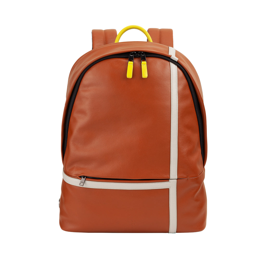 DUDU Lederrucksack für Damen und Herren – Tennis-inspiriertes Design, PC- oder MacBook-Rucksack, atmungsaktiver Rücken und gepolsterte Schultergurte