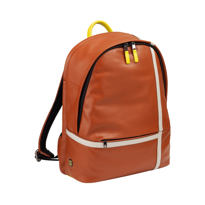 DUDU Lederrucksack für Damen und Herren – Tennis-inspiriertes Design, PC- oder MacBook-Rucksack, atmungsaktiver Rücken und gepolsterte Schultergurte