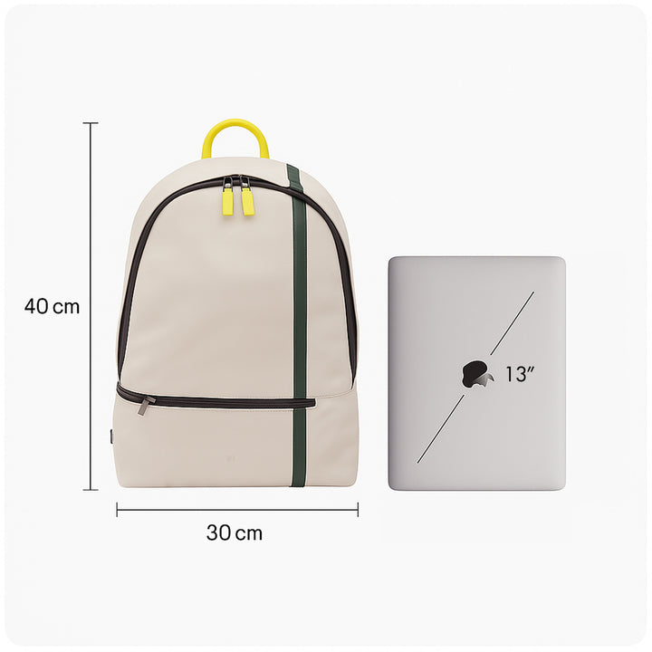 DUDU Lederrucksack für Damen und Herren – Tennis-inspiriertes Design, PC- oder MacBook-Rucksack, atmungsaktiver Rücken und gepolsterte Schultergurte