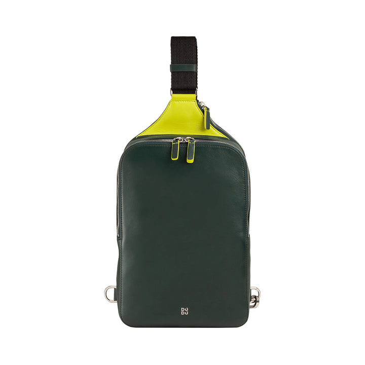 DUDU Sac à dos à une épaule pour homme avec support pour tablette en cuir, sac de poitrine avec fermeture éclair et bandoulière réglable