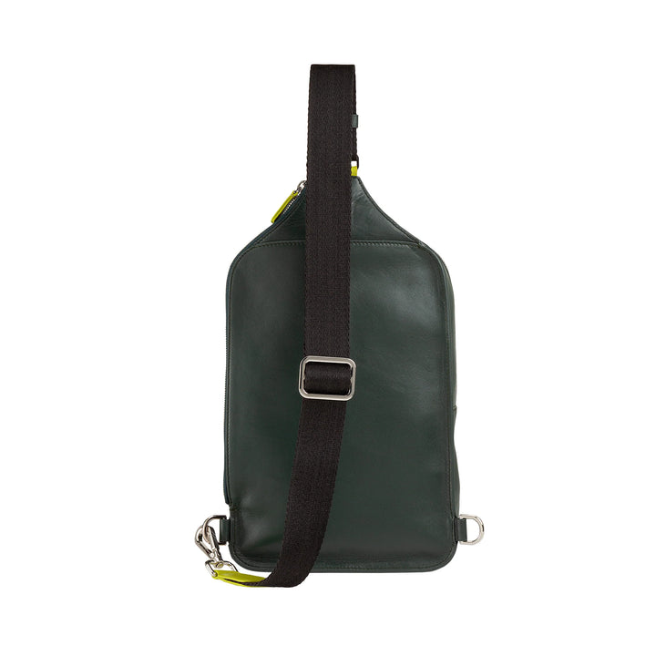 DUDU Sac à dos à une épaule pour homme avec support pour tablette en cuir, sac de poitrine avec fermeture éclair et bandoulière réglable