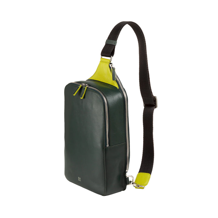 DUDU Sac à dos à une épaule pour homme avec support pour tablette en cuir, sac de poitrine avec fermeture éclair et bandoulière réglable