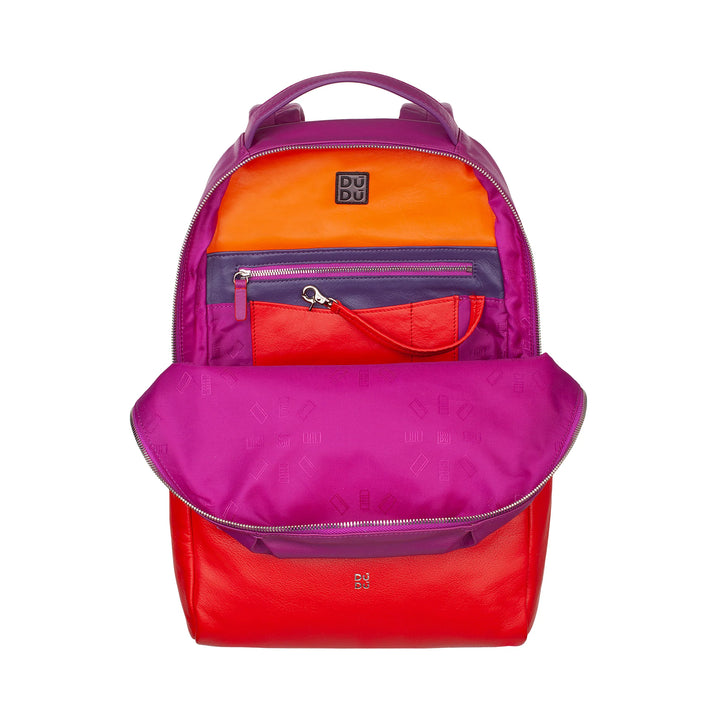 DUDU Herren-Sportrucksack aus mehrfarbigem Leder, weicher, farbiger Damen-Rucksack mit Diebstahlsicherungstasche