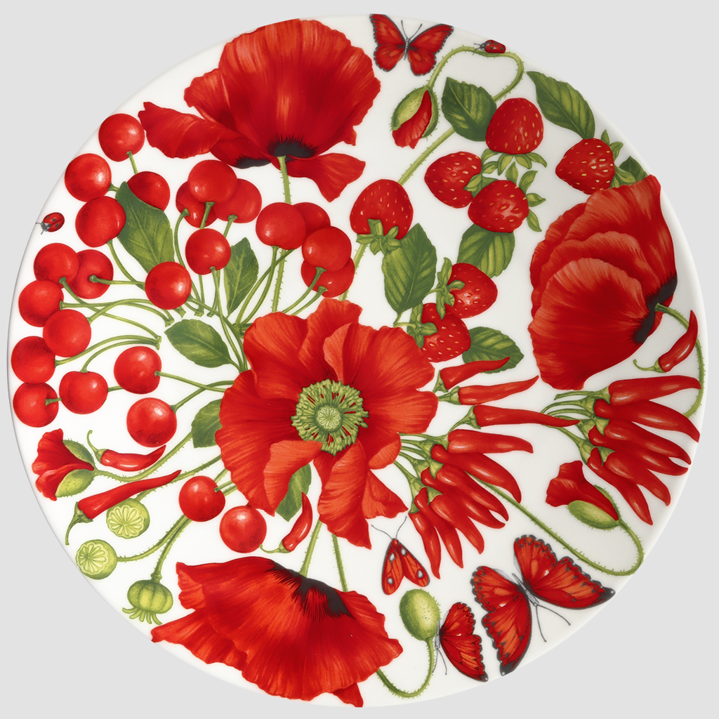 Taitu plate serving Red Passion porcelain fine bone china 12-11-6-A