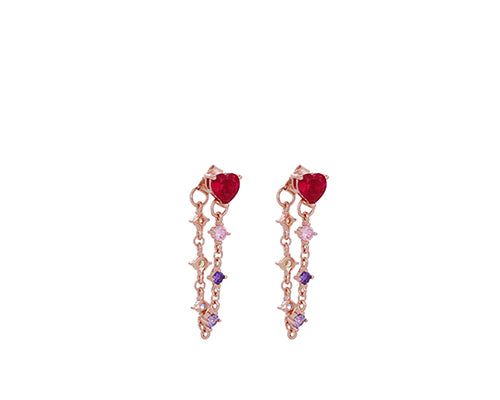 Coeurs Milan boucles d'oreilles pendentif Zirconia Jeu Dolly Park Collection 925 argent finition PVD or rose cubique zircone 24978590