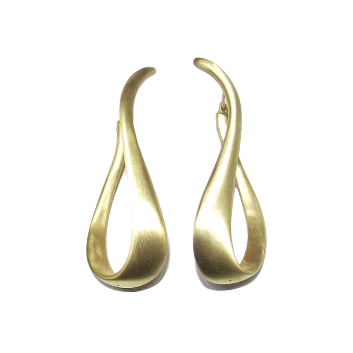 Capodagli-oorbellen in cirkelval 925 zilveren afwerking PVD goudgele satijn cpd-uur-arg-0002-gs