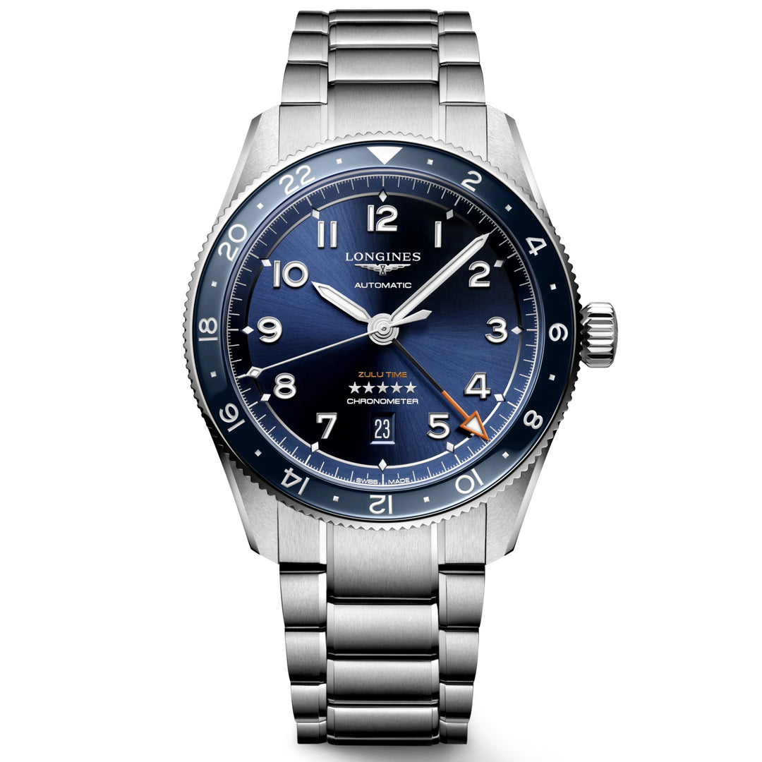 Longines Watch Spirit Zulu Time 42mm blauw automatisch staal L3.812.4.93.6