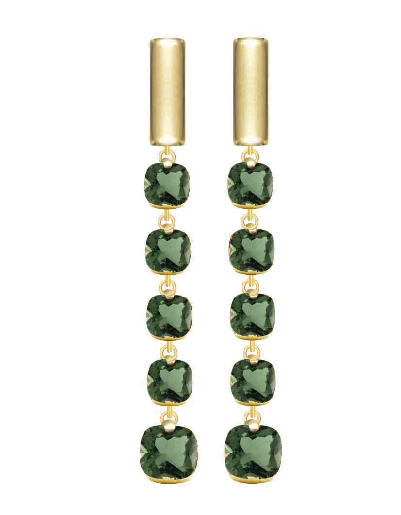 Pitti en Sisi Rainbow Earrings 925 Silver Finish PVD Yellow Green Quartz of 9597G/069