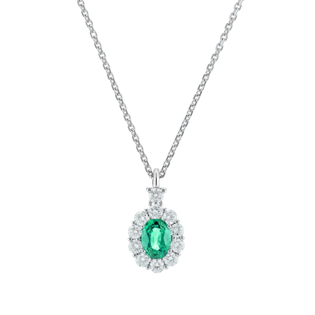 Golay ovale smaragd hanger 5x4 en diamanten en cast